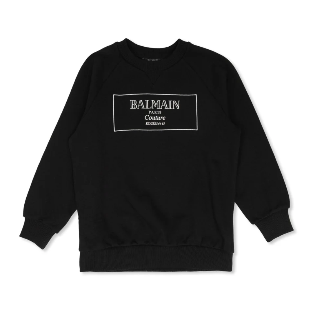 Balmain Kids Logo Embroidered Crewneck Sweatshirt featuring logo embroidery available at Lestyle Boutique Melbourne