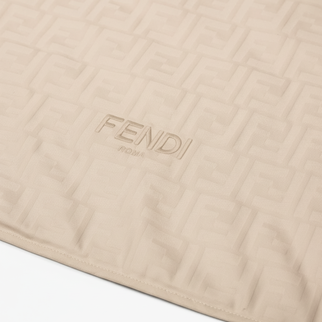 Fendi Jacquard Cotton Baby Blanket featuring all-over tone-on-tone FF logo available at Lestyle Boutique Melbourne