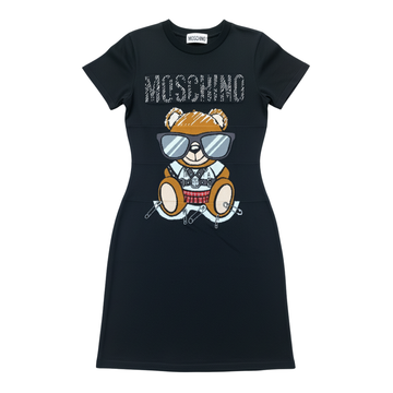 MOSCHINO DRESS featuring teddy bear graphic with sunglasses available at Lestyle Boutique Melbourne