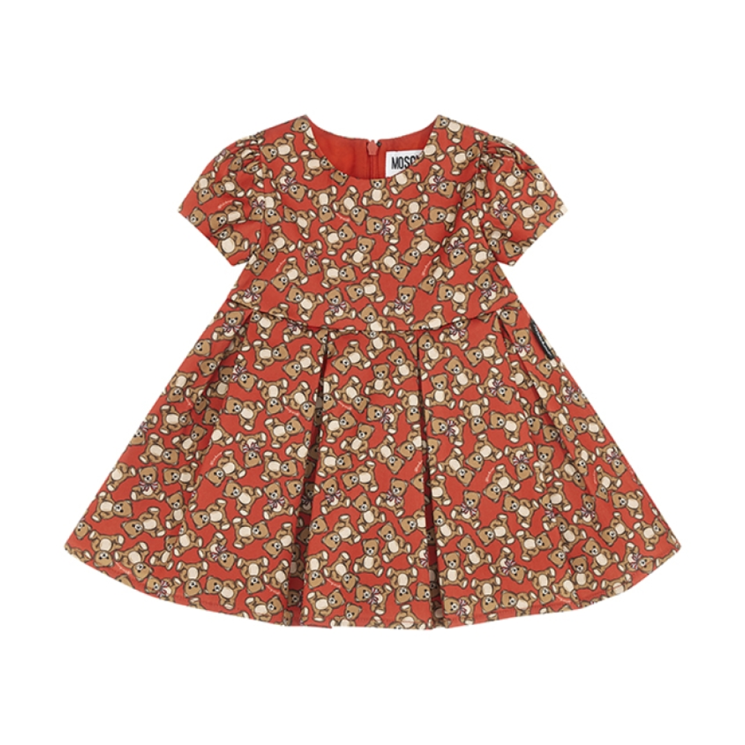 Moschino infant dress featuring teddy bear logo all over available at Lestyle Boutique Melbourne