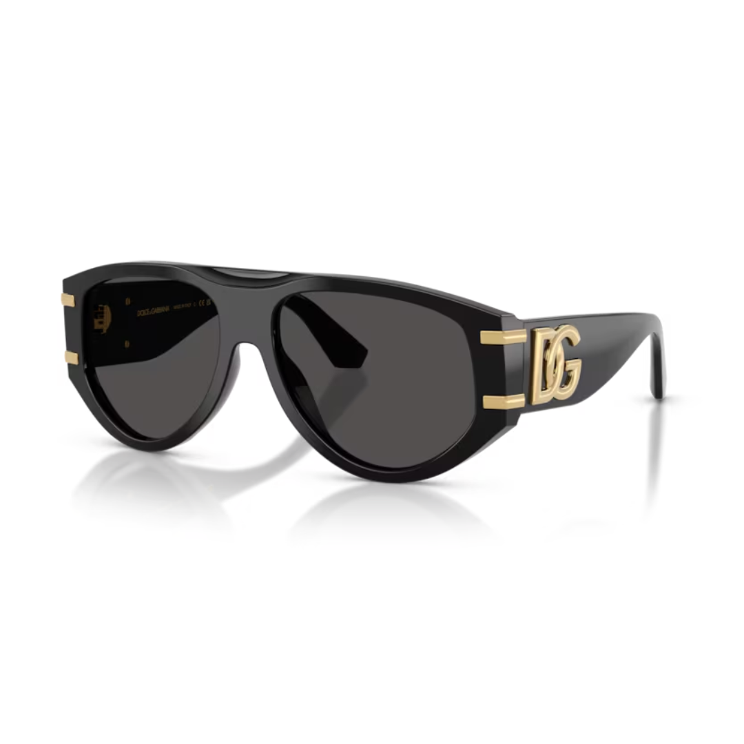 Dolce & Gabbana pilot sunglasses with a polished acetate frame and dark grey lenses, available at Lestyle Boutique Melbourne