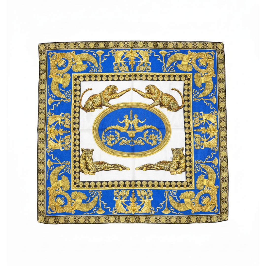 Versace silk scarf featuring bold baroque print available at Lestyle Boutique Melbourne