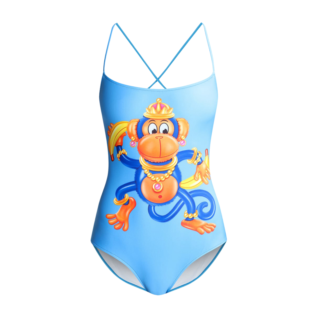 Moschino kids swimsuit featuring a colorful monkey graphic print available at Lestyle Boutique Melbourne