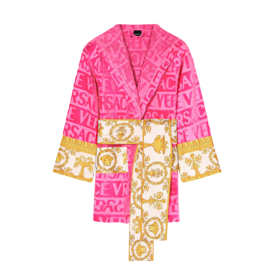 VERSACE BAROQUE SHORT BATHROBE featuring Versace Allover motif available at Lestyle Boutique Melbourne