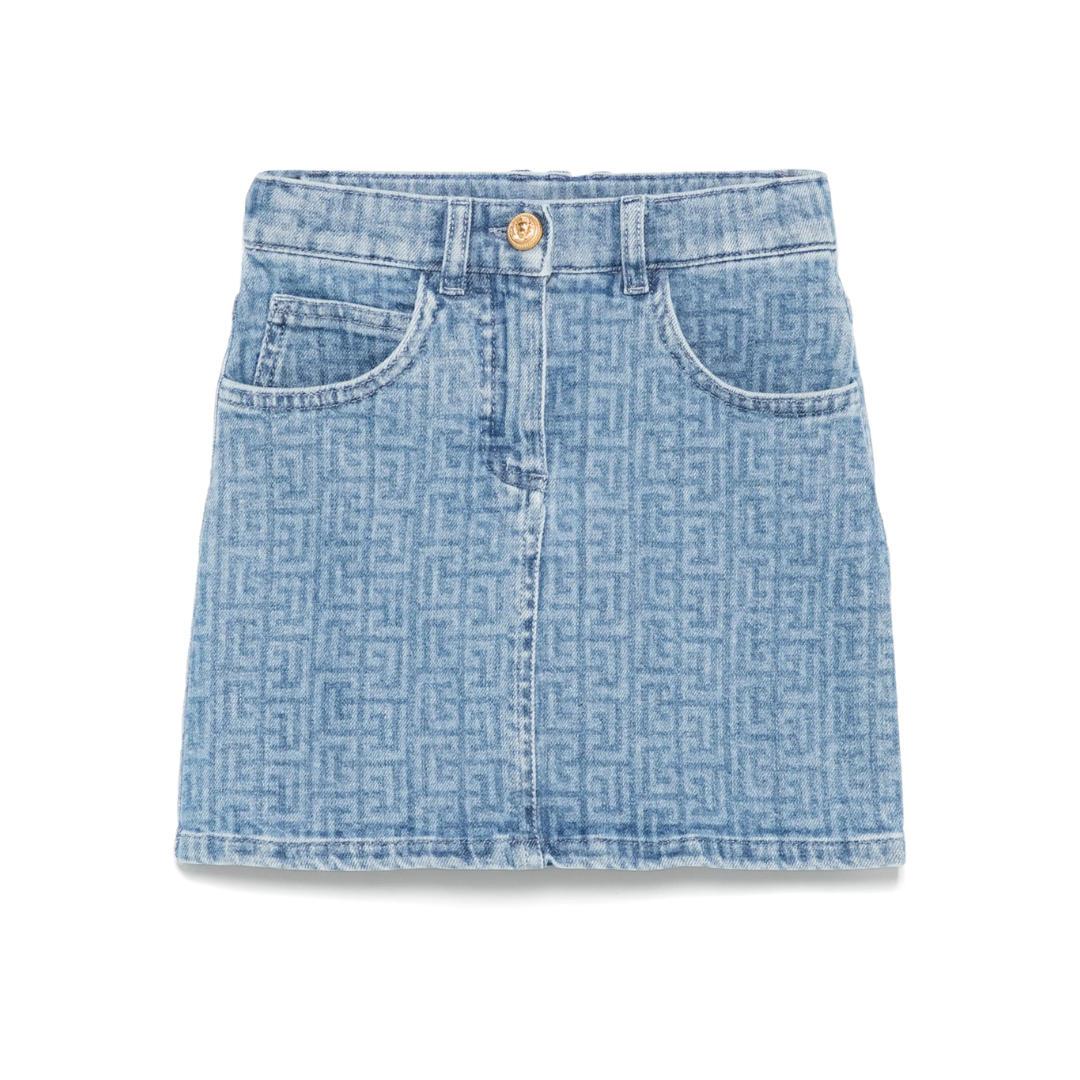 Balmain Kids logo-print denim skirt available at Lestyle Boutique Melbourne