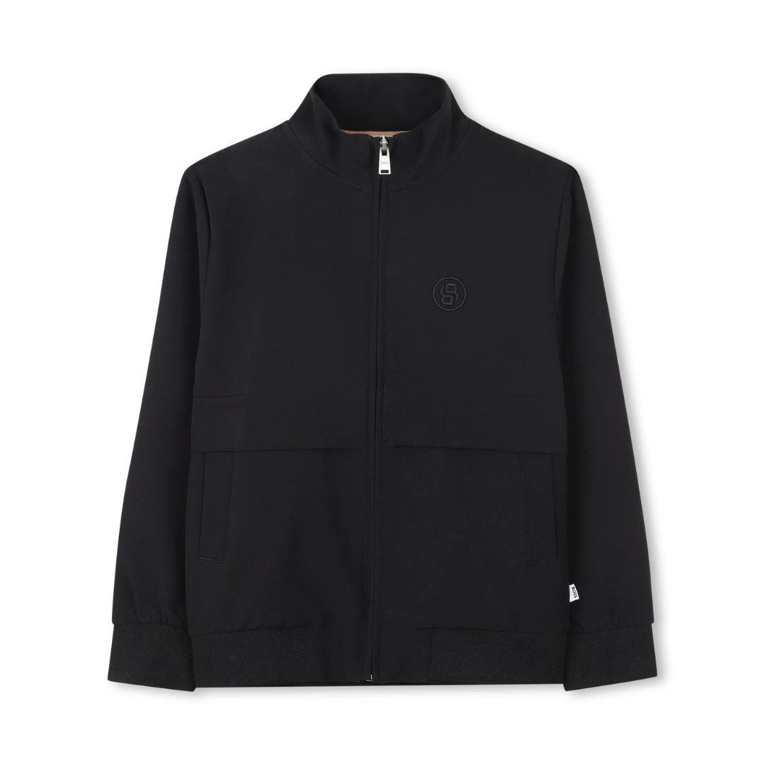 BOSS kids plain zipped sweatshirt featuring zip-front closure available at Lestyle Boutique Melbourne