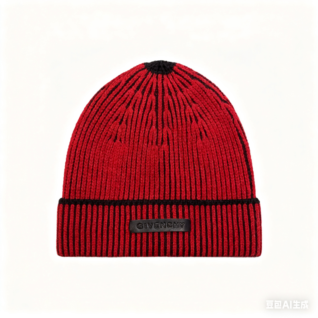 GIVENCHY BEANIE featuring ribbed knit red with black cuff available at Lestyle Boutique Melbourne