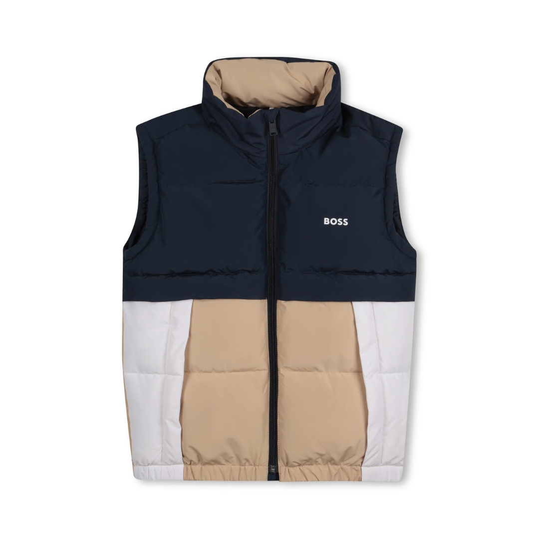 BOSS KIDS SLEEVELESS PUFFER JACKET featuring zip fastening available at Lestyle Boutique Melbourne