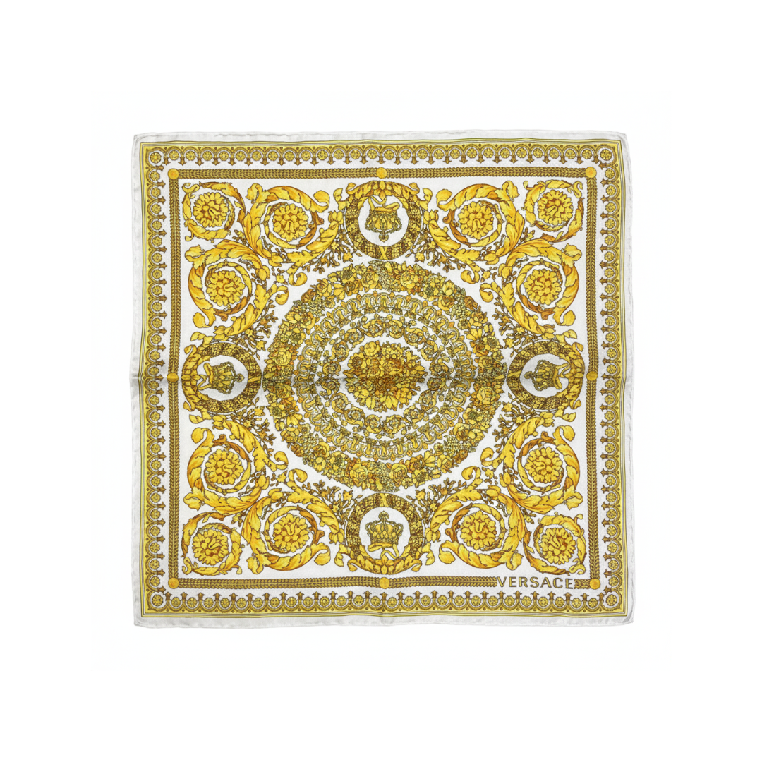 VERSACE HANDKERCHIEF featuring gold baroque design available at Lestyle Boutique Melbourne