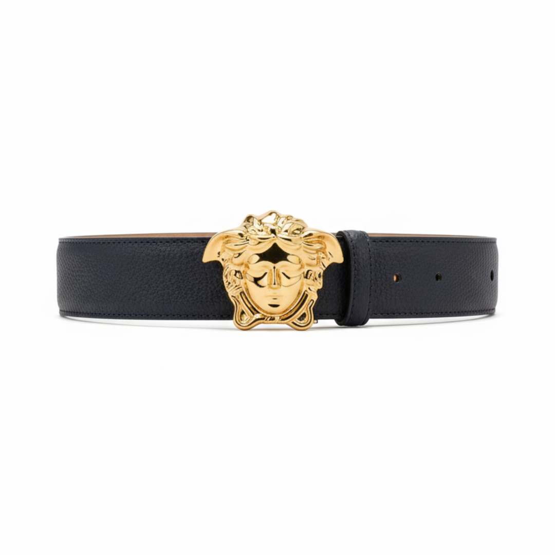 Versace belt featuring a gold-tone Medusa buckle available at Lestyle Boutique Melbourne