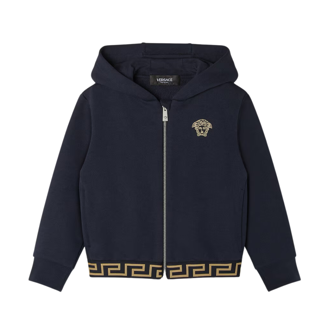 VERSACE GRECA KIDS HOODIE featuring Medusa embroidery available at Lestyle Boutique Melbourne
