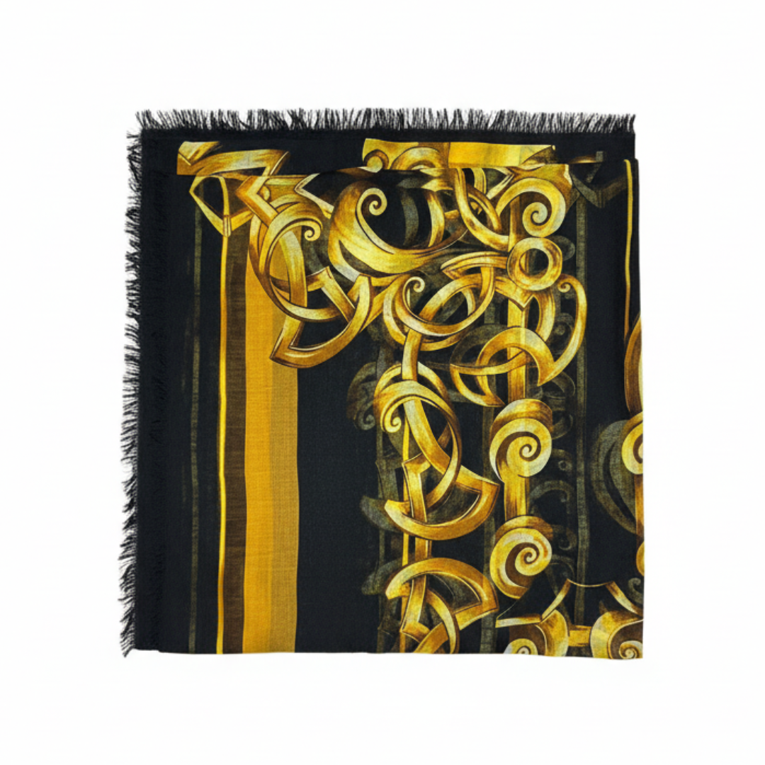 VERSACE silk scarf featuring golden chain pattern available at Lestyle Boutique Melbourne