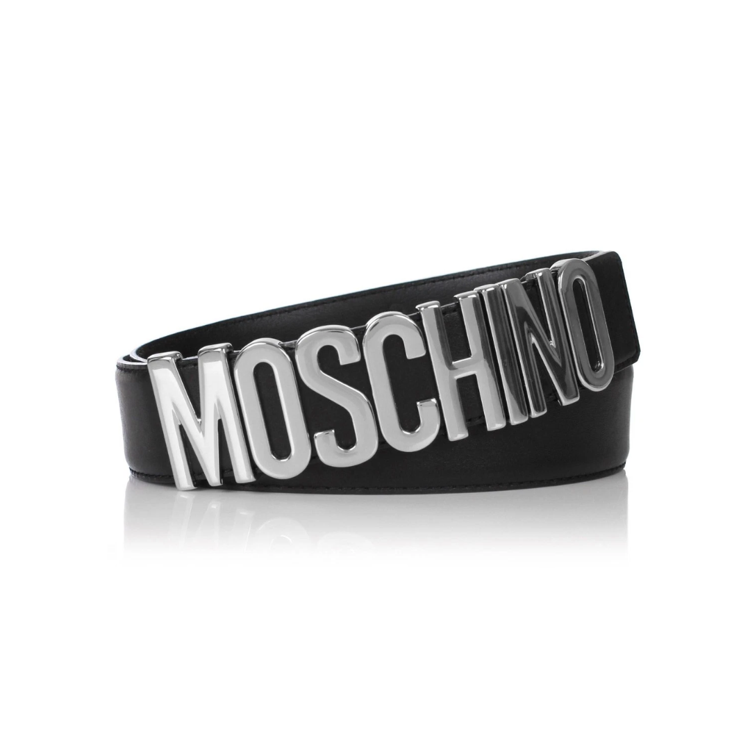 MOSCHINO belt featuring oversized logo buckle available at Lestyle Boutique Melbourne