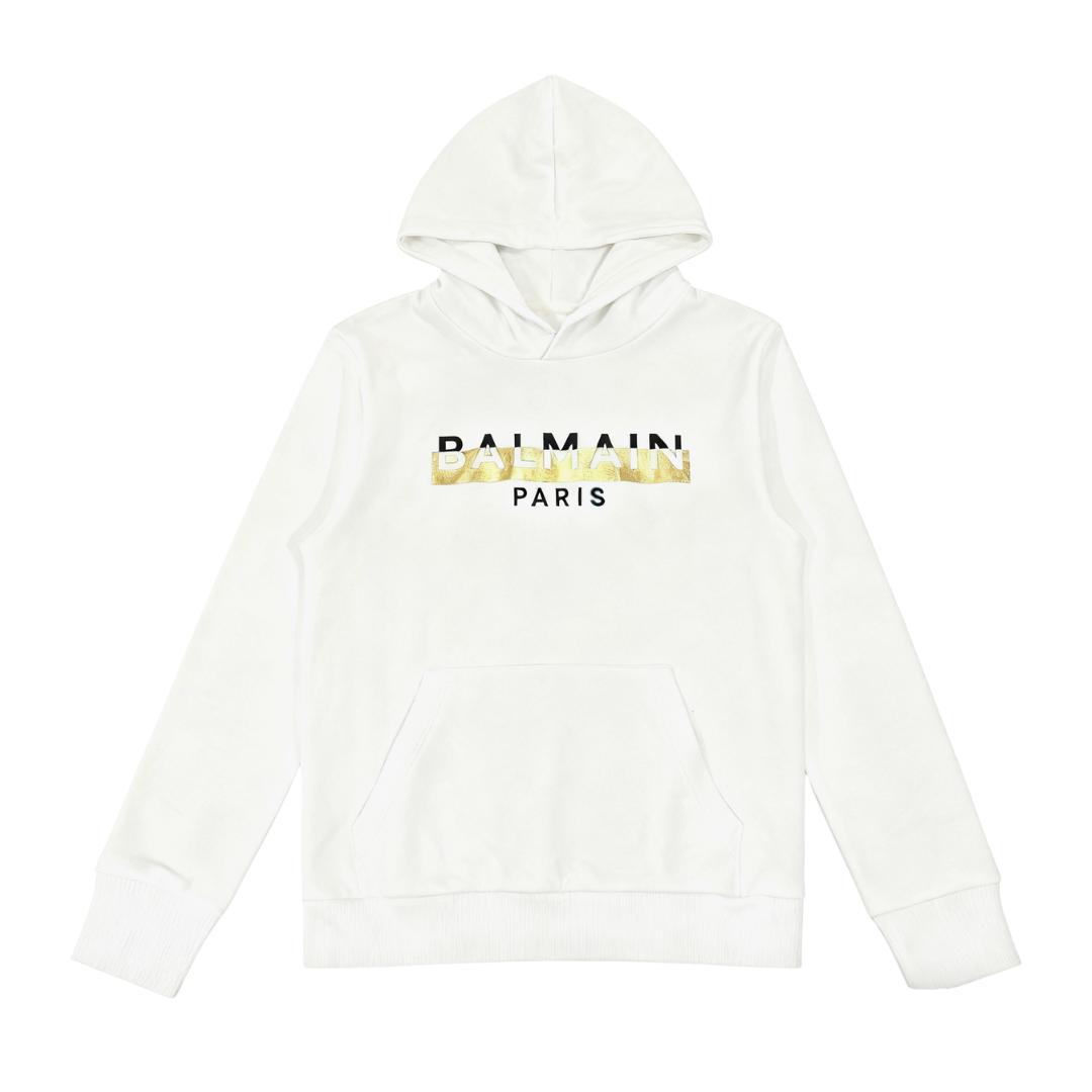 Balmain hoodie featuring gold foil logo available at Lestyle Boutique Melbourne