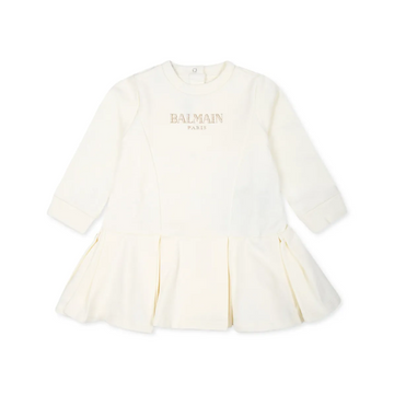 BALMAIN KIDS COTTON SWEATSHIRT DRESS featuring embroidered logo available at Lestyle Boutique Melbourne