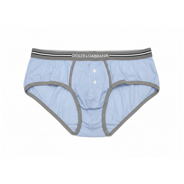 Dolce & Gabbana underwear featuring blue pinstripe fabric and branded waistband available at Lestyle Boutique Melbourne