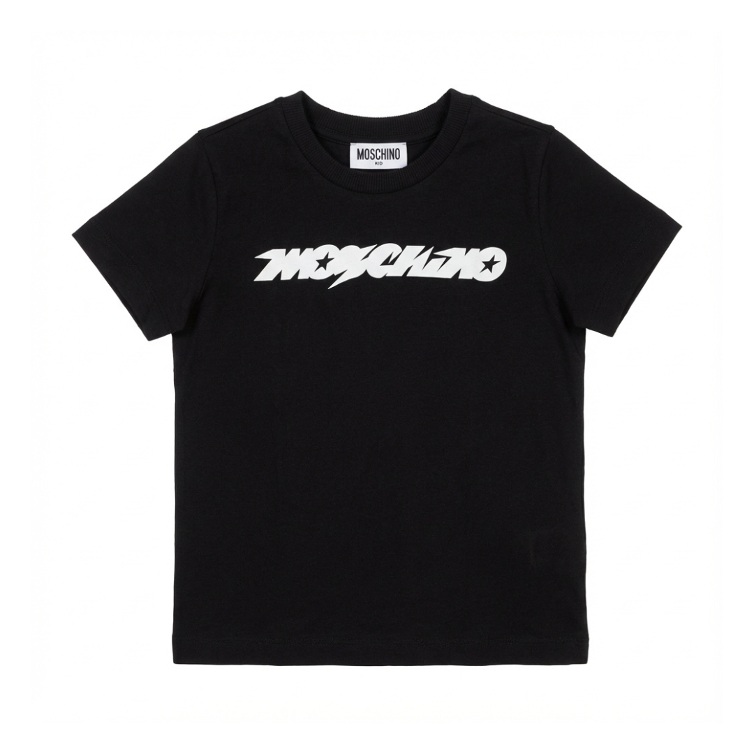 Moschino Kids T-Shirt featuring logo print available at Lestyle Boutique Melbourne