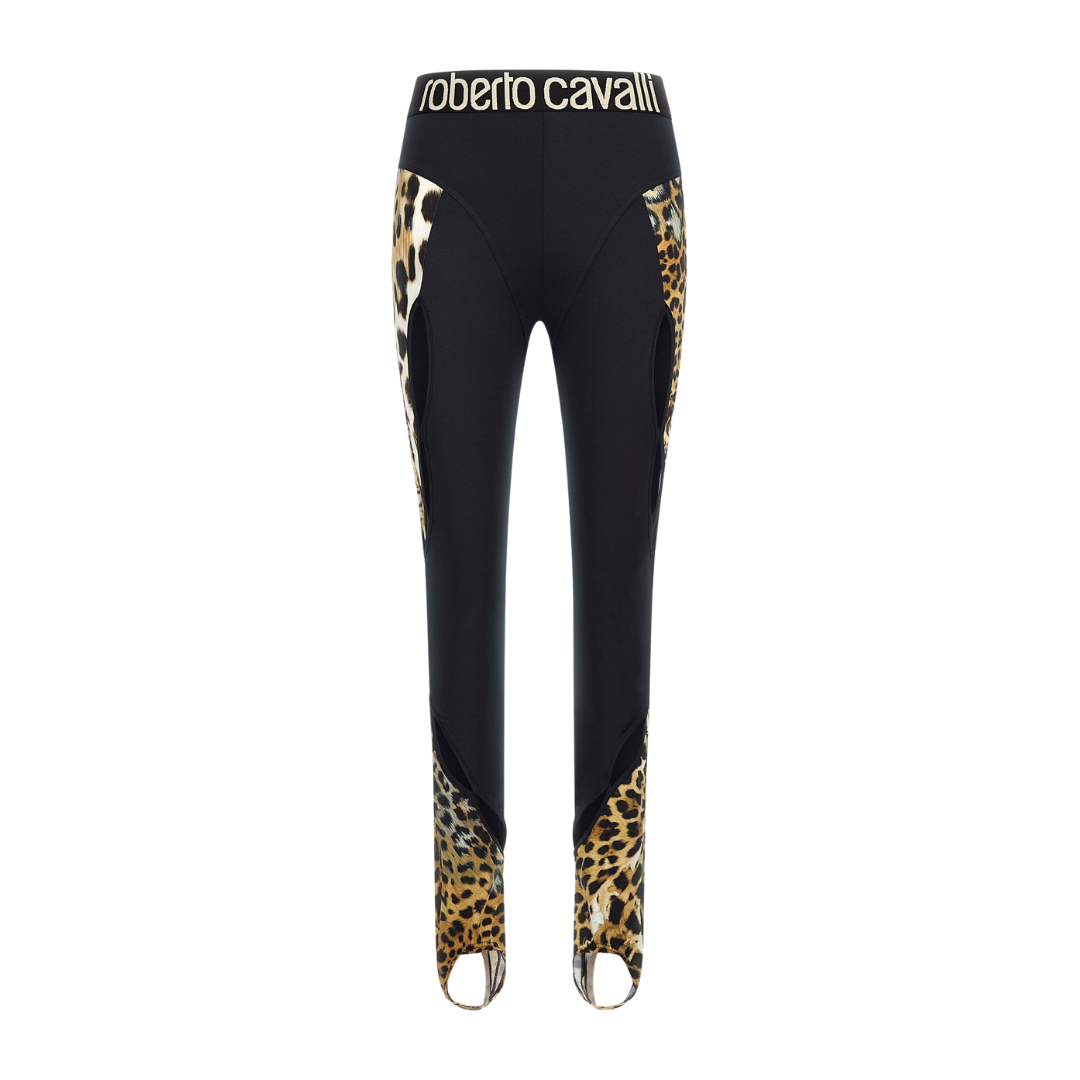 ROBERTO CAVALLI leggings featuring leopard print panels available at Lestyle Boutique Melbourne