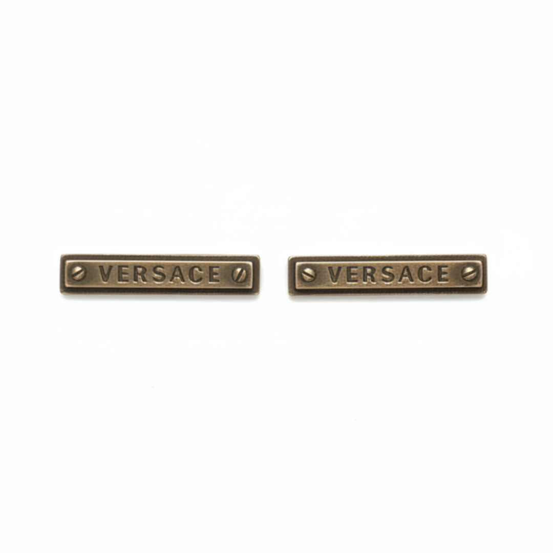 VERSACE cufflinks featuring engraved Versace logo available at Lestyle Boutique Melbourne