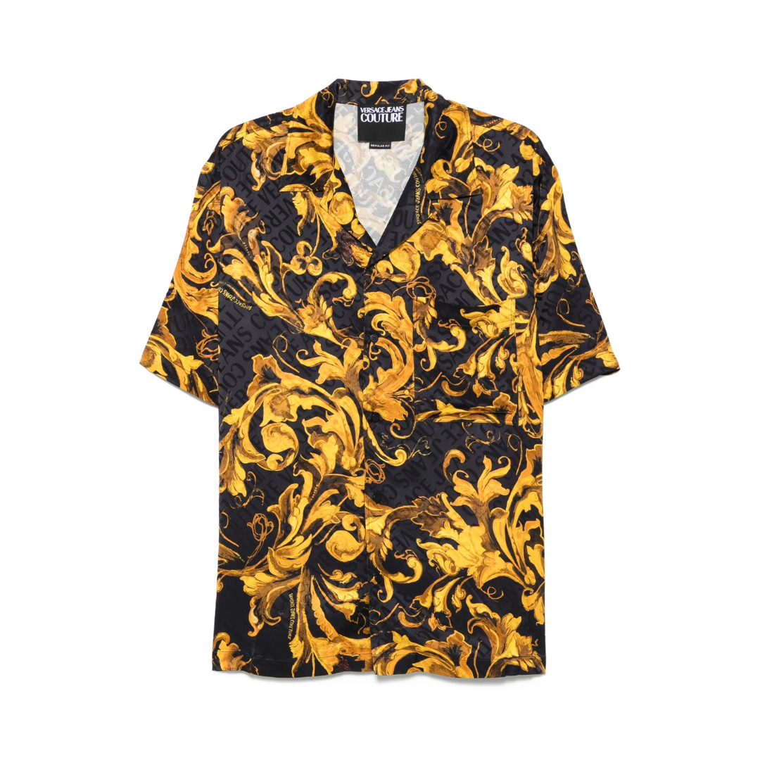 Versace Jeans Couture shirt featuring barocco-print short sleeves, available at Lestyle Boutique Melbourne