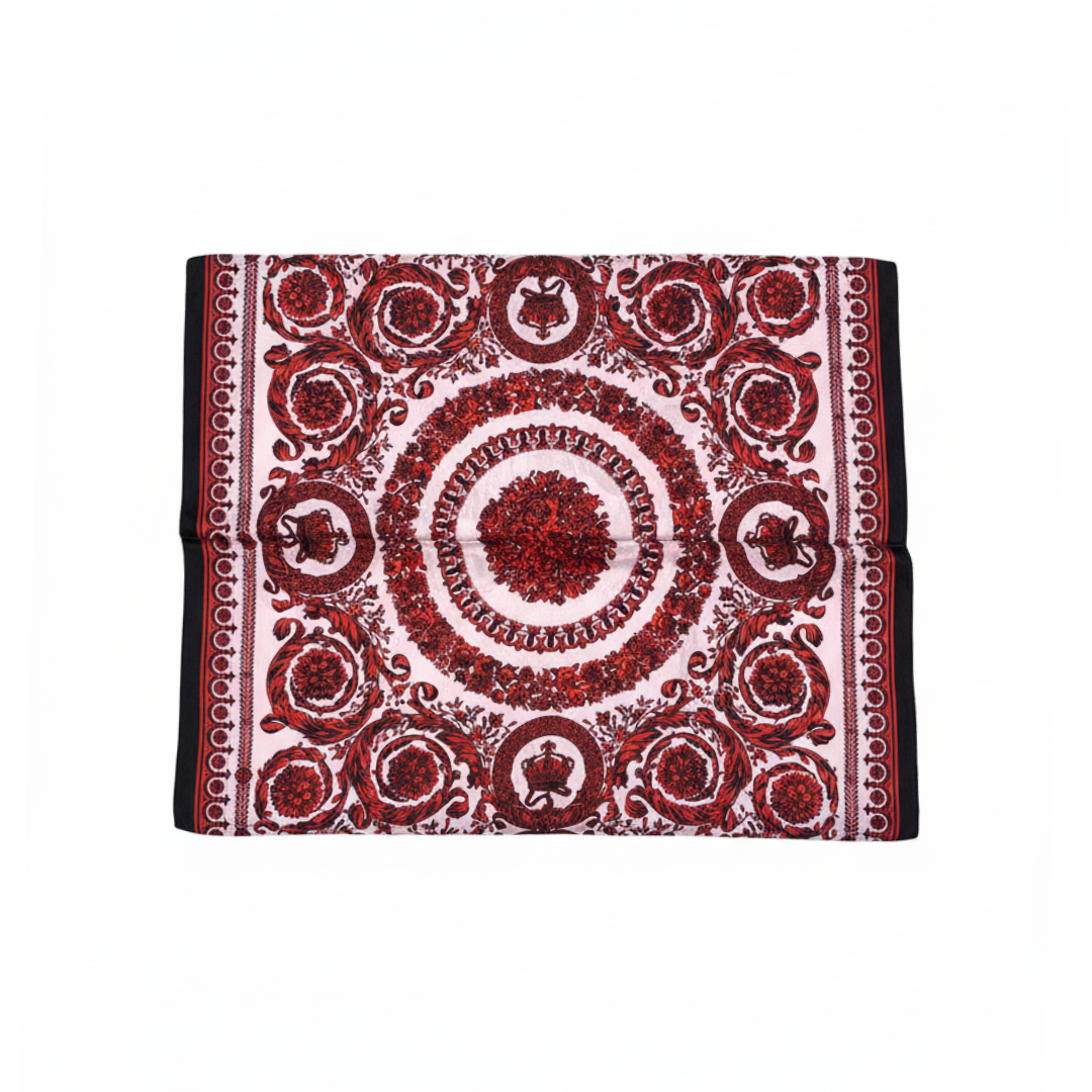 VERSACE SCARF featuring ornate red medallion pattern available at Lestyle Boutique Melbourne