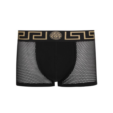 Versace mesh trunks featuring Greca border waistband available at Lestyle Boutique Melbourne