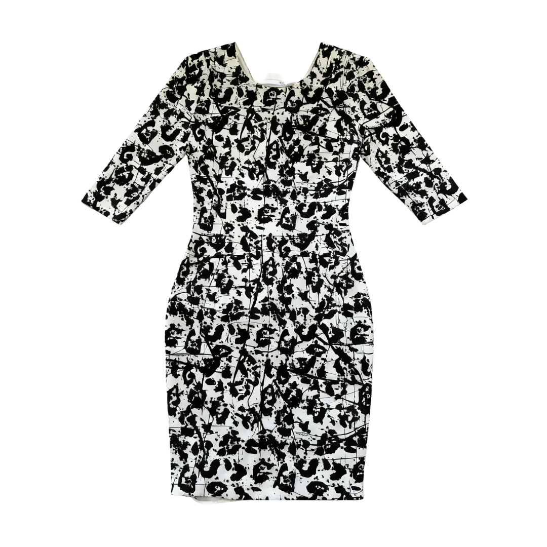 Roberto Cavalli dress featuring a black and white abstract print available at Lestyle Boutique Melbourne