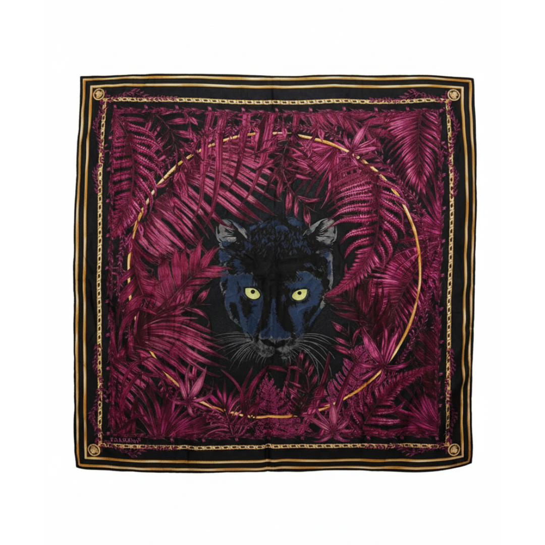 VERSACE silk scarf featuring pink palm leaf design available at Lestyle Boutique Melbourne