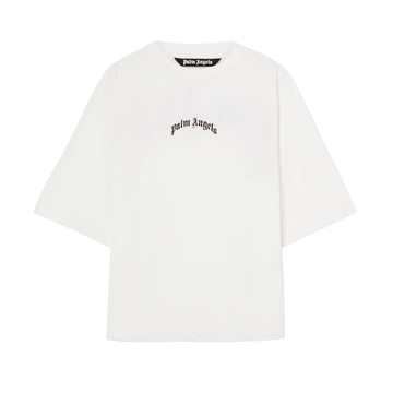 Palm Angels T-shirt featuring curved black logo available at Lestyle Boutique Melbourne