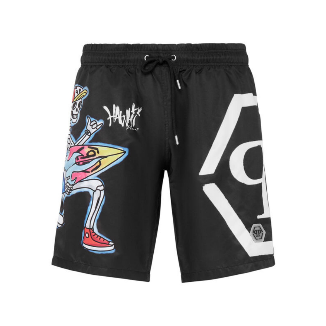 PHILIPP PLEIN SWIM SHORTS featuring Hawaii pattern available at Lestyle Boutique Melbourne