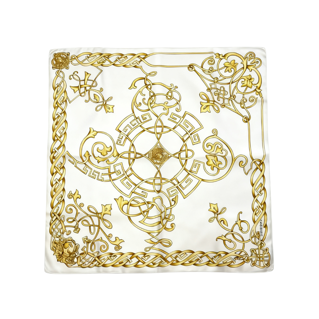 Versace scarf featuring gold baroque chain pattern available at Lestyle Boutique Melbourne