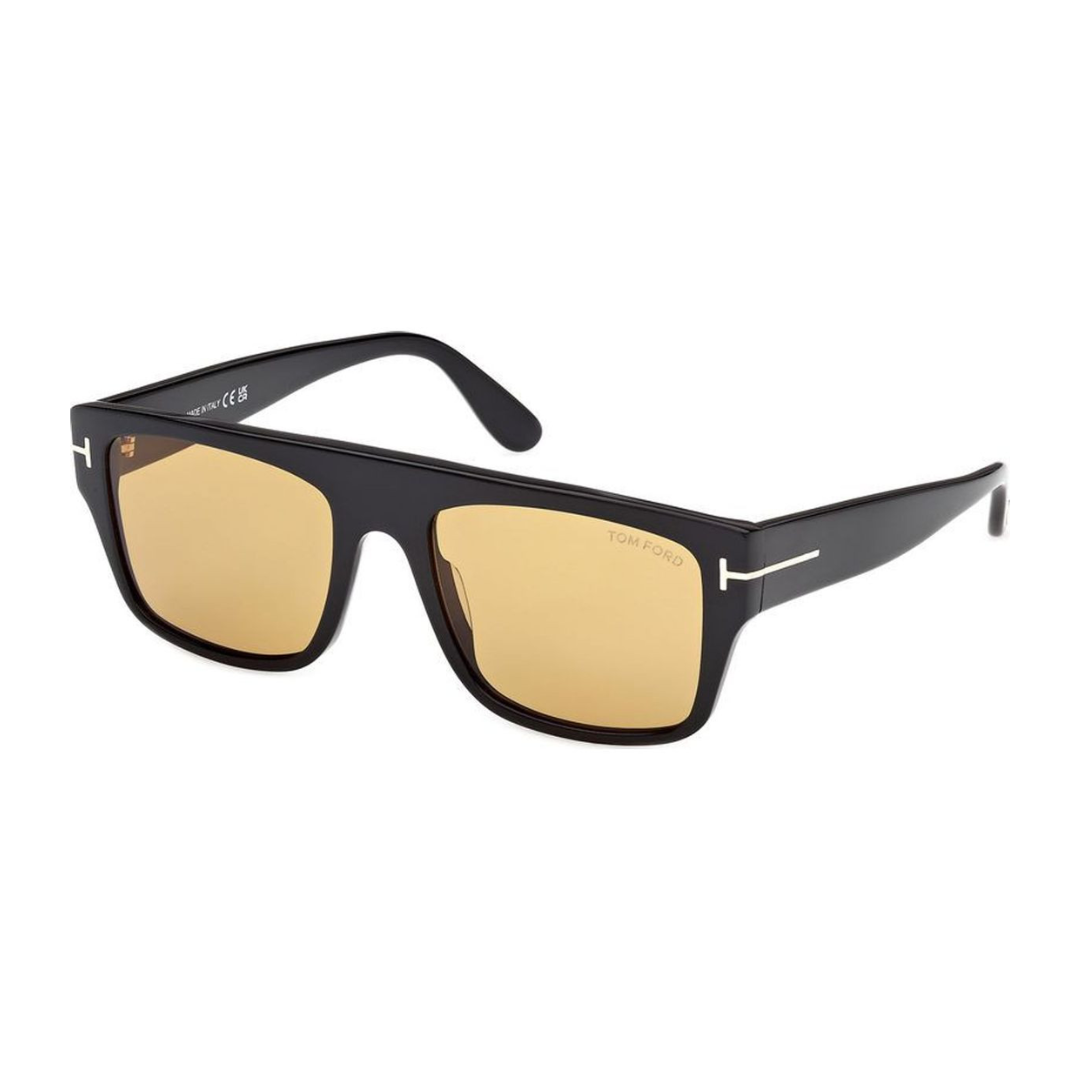 Tom Ford sunglasses featuring a rectangular silhouette with flat browline and eco-friendly black acetate frame available at Lestyle Boutique Melbourne