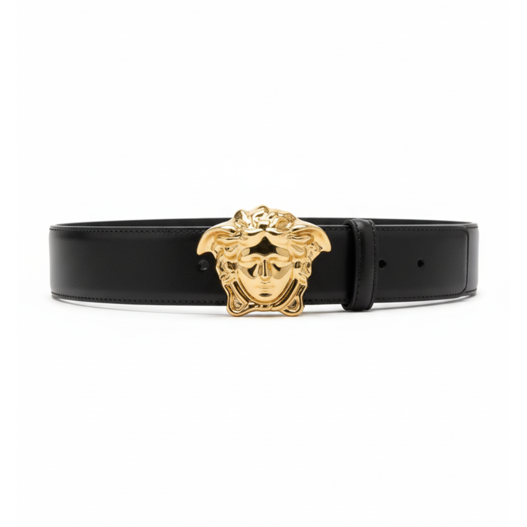Versace belt featuring a gold-tone Medusa buckle available at Lestyle Boutique Melbourne