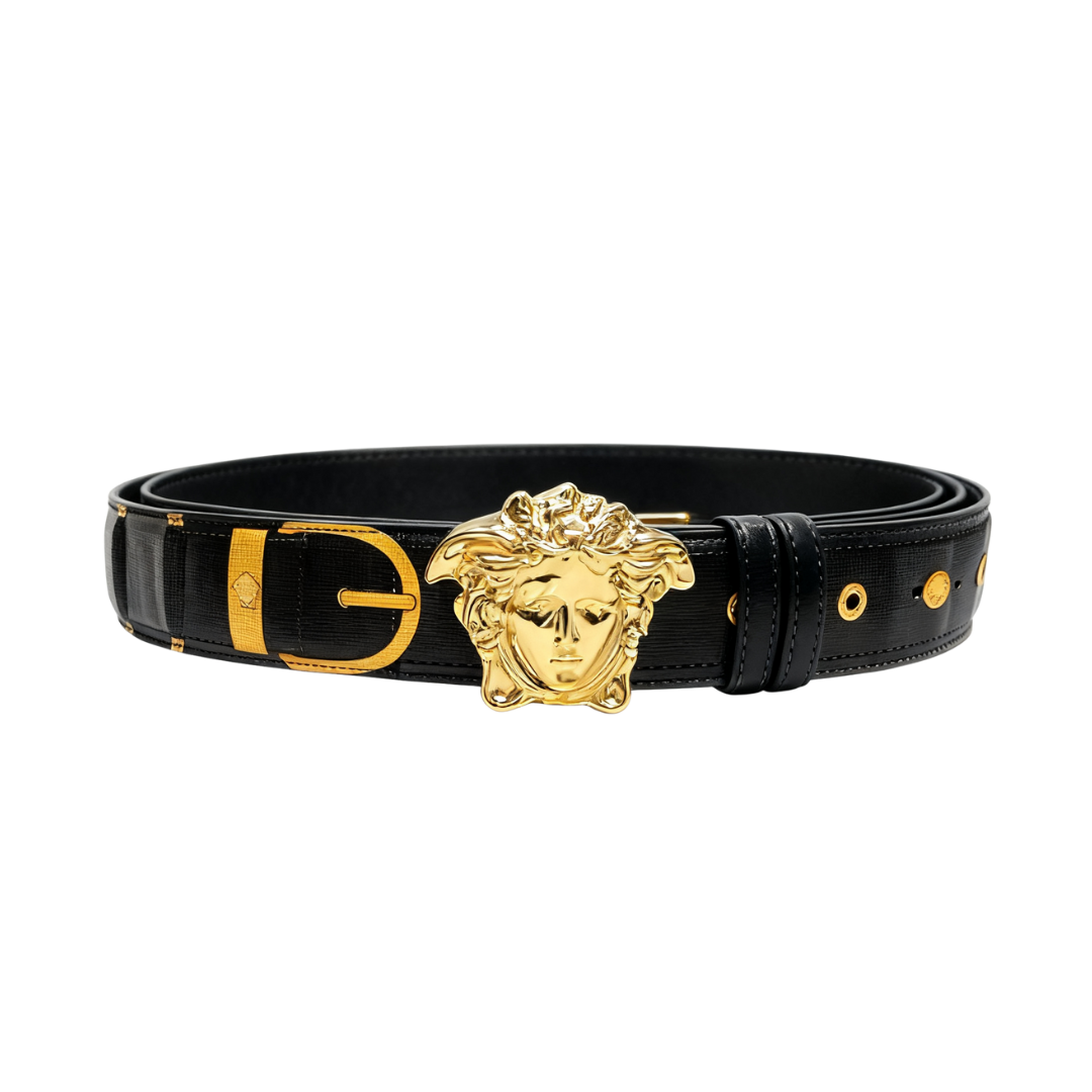 Versace belt featuring a gold-tone Medusa buckle available at Lestyle Boutique Melbourne