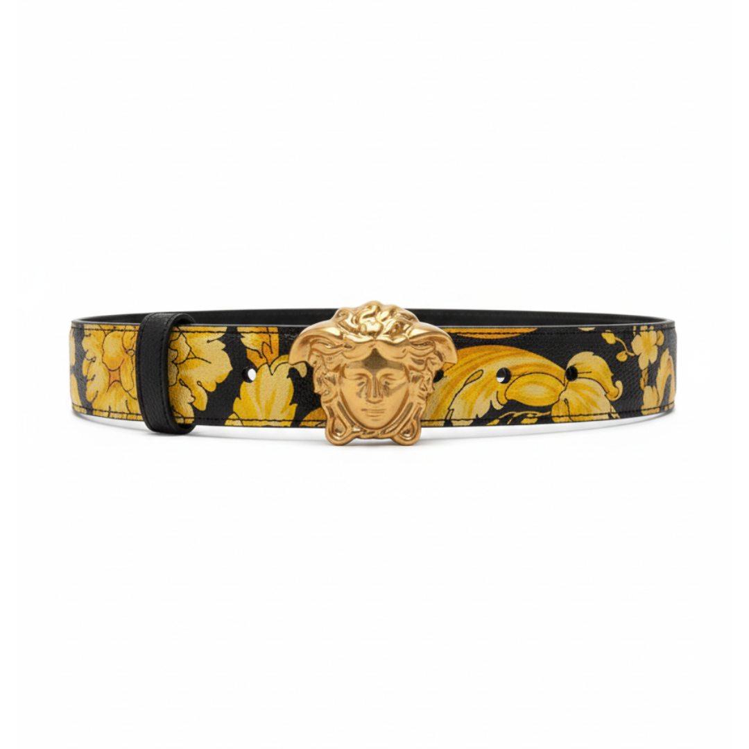 Versace belt featuring gold Medusa buckle available at Lestyle Boutique Melbourne