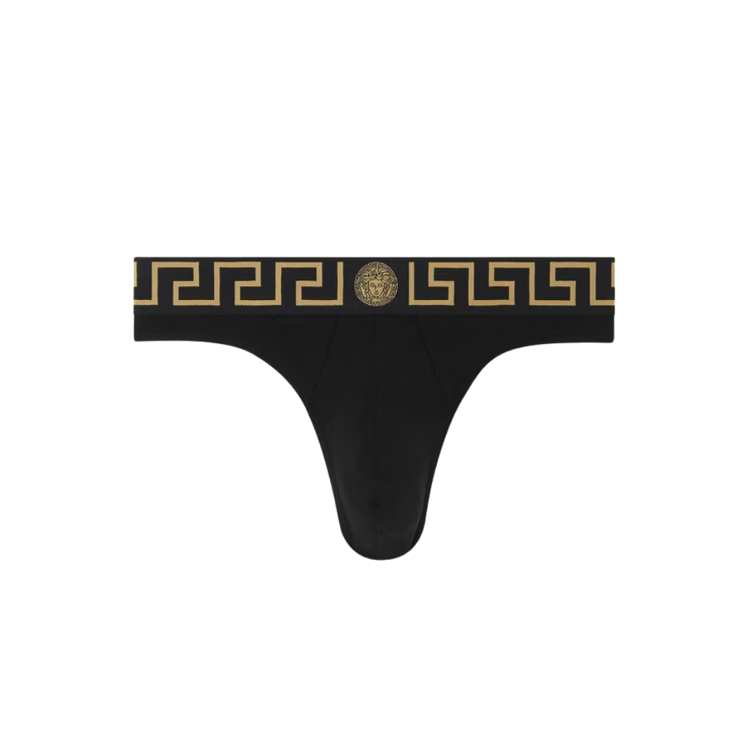 VERSACE GRECA BORDER THONG featuring Medusa motif available at Lestyle Boutique Melbourne