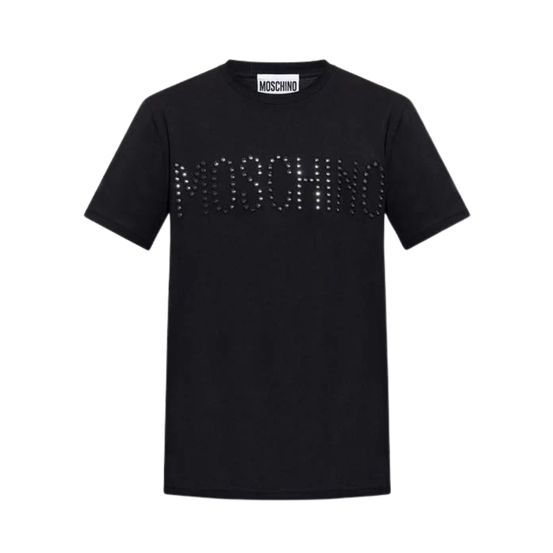 MOSCHINO T-shirt featuring studded logo available at Lestyle Boutique Melbourne