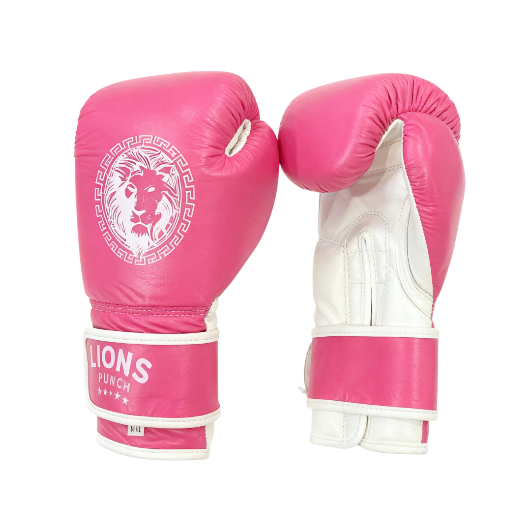 Lions Punch boxing gloves featuring pink color and 8-oz size available at Lestyle Boutique Melbourne