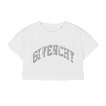 GIVENCHY T-shirt featuring bold shiny silver varsity logo available at Lestyle Boutique Melbourne