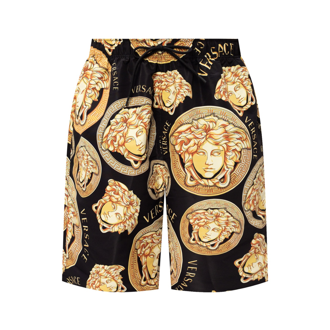 Versace swim shorts featuring a bold patterned medallion print available at Lestyle Boutique Melbourne