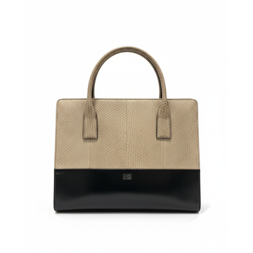 Cavalli Class handbag featuring snakeskin texture and two-tone beige/black design available at Lestyle Boutique Melbourne
