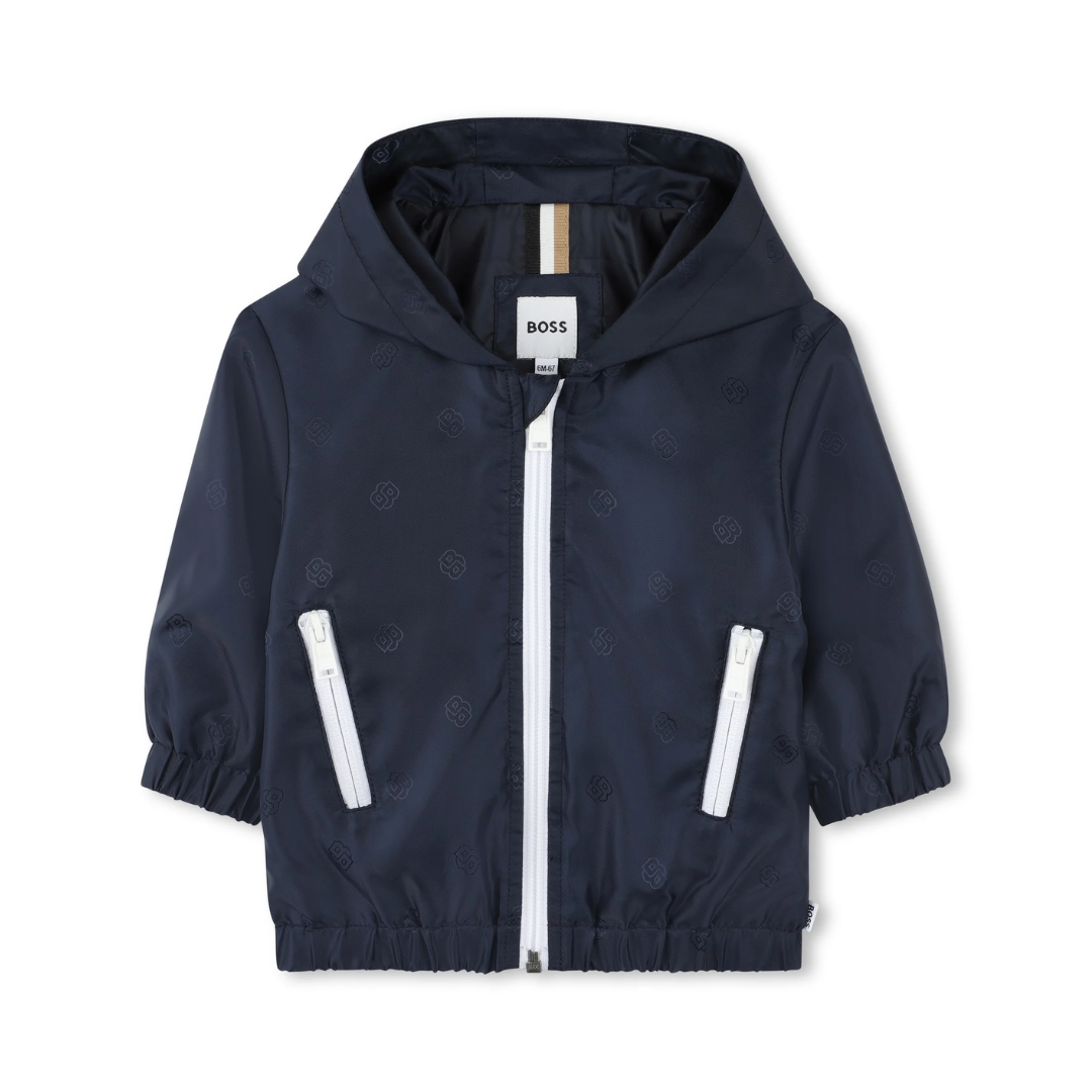 BOSS KIDS Hooded windbreaker featuring logo pattern available at Lestyle Boutique Melbourne