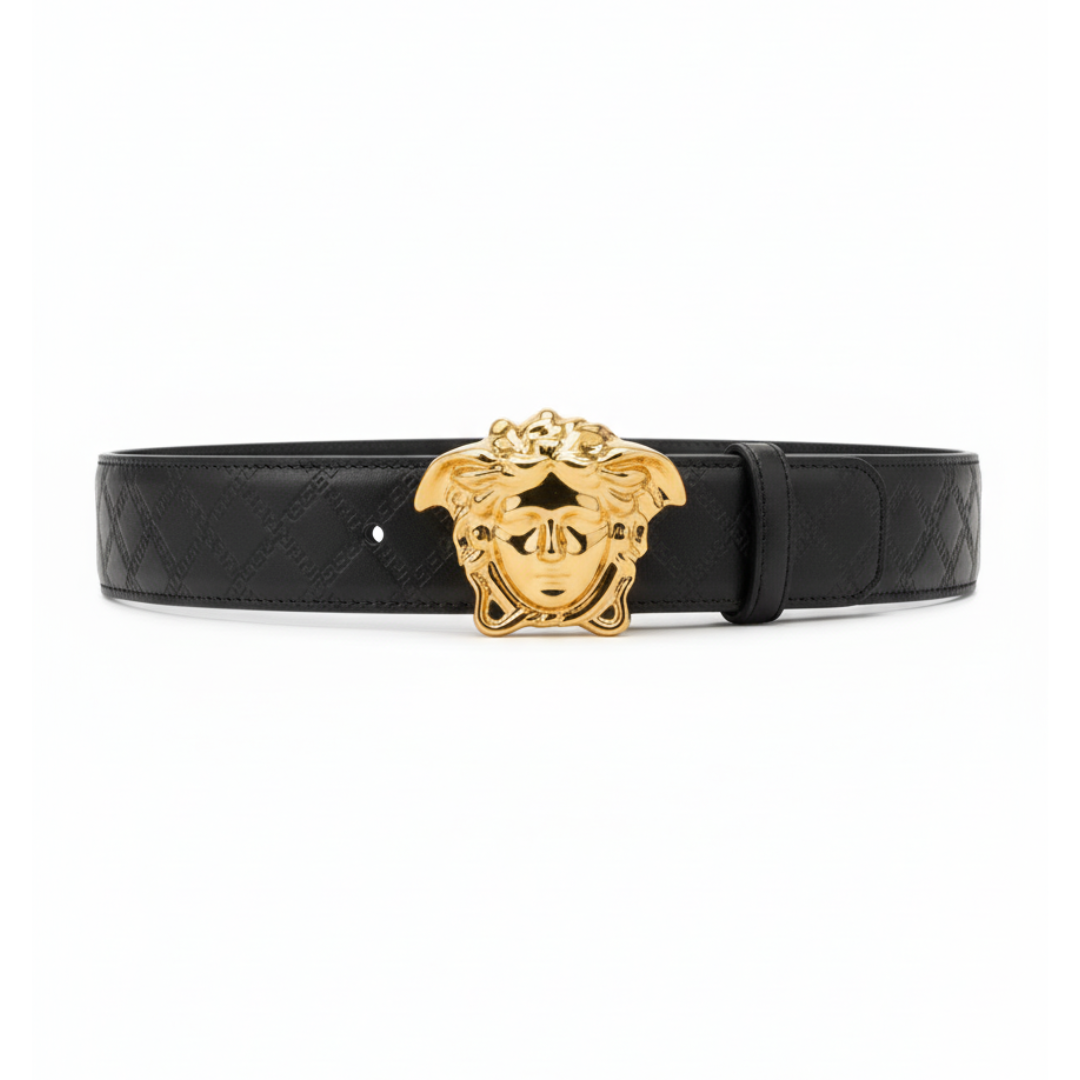 VERSACE BELT featuring gold Medusa buckle available at Lestyle Boutique Melbourne