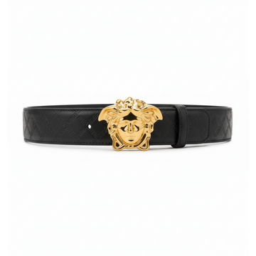 VERSACE BELT featuring gold Medusa buckle available at Lestyle Boutique Melbourne