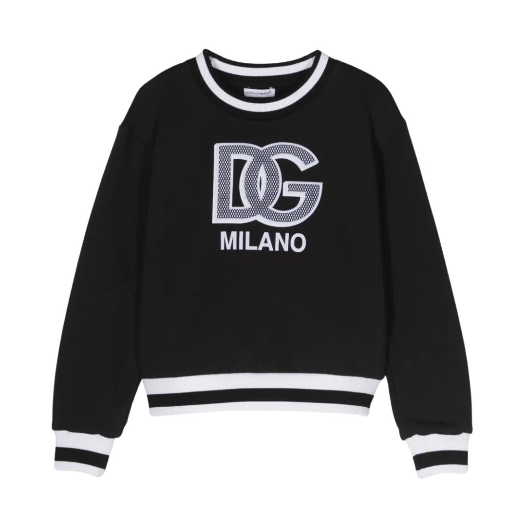 Dolce & Gabbana Kids logo-patch cotton sweatshirt with front patch available at Lestyle Boutique Melbourne