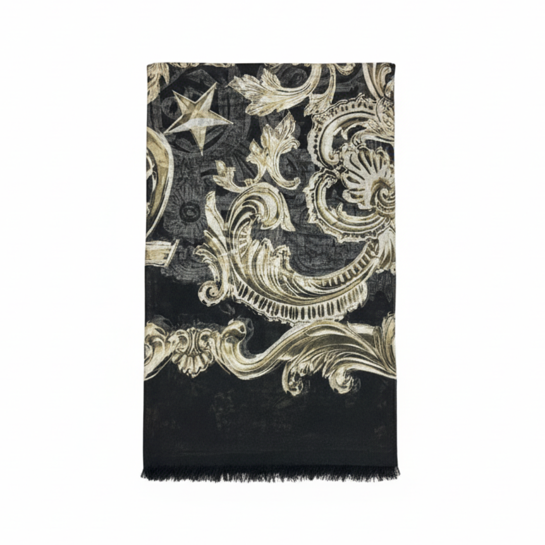 PHILIPP PLEIN scarf featuring ornate baroque pattern available at Lestyle Boutique Melbourne