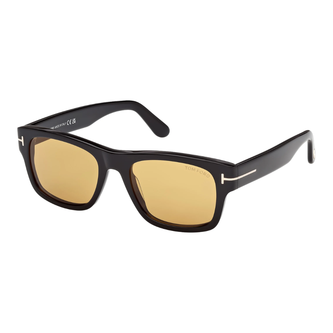 Tom Ford SUNGLASSES featuring shiny black full-rim acetate frame with brown lenses available at Lestyle Boutique Melbourne