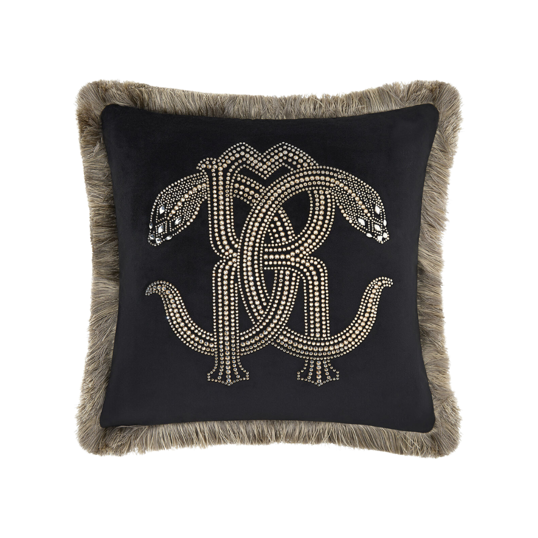 ROBERTO CAVALLI Cushion featuring crystal-studded emblem available at Lestyle Boutique Melbourne
