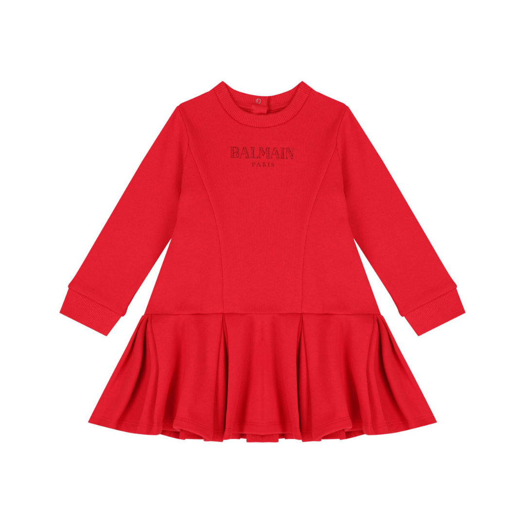 Balmain Younger Girls Logo Dress Set featuring logo print available at Lestyle Boutique Melbourne