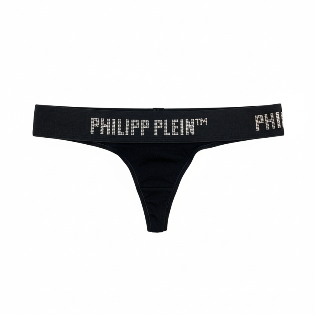 PHILIPP PLEIN UNDERWEAR THONG featuring rhinestone logo waistband available at Lestyle Boutique Melbourne